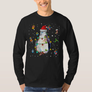 T-shirt Pingouin de Noël Lumières de chapeau Ornements Noë