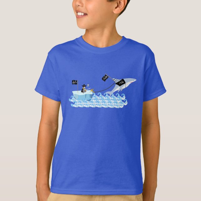 T-shirt Pingouin de pirate avec le requin (Devant)