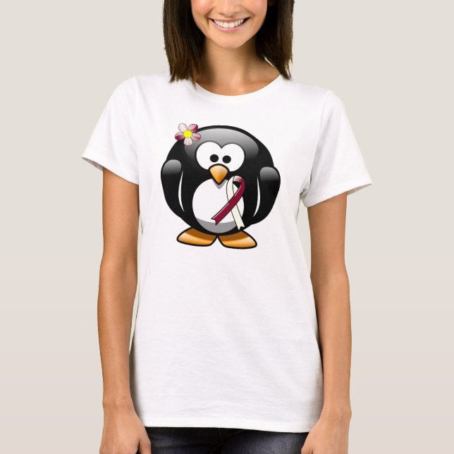 T-shirt Pingouin de Ruban de Bourgogne et d'Ivoire (Devant)