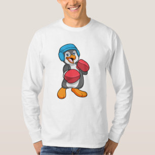 T-shirt Pingouin en boîte avec gants et casque de boxe