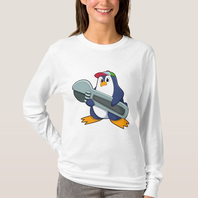 T-shirt Pingouin en mécanique avec outil (Devant)