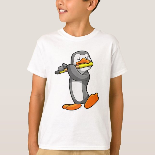 T-shirt Pingouin en musique avec Flûte (Devant)