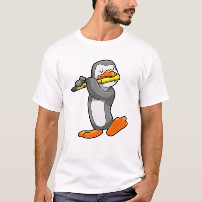 T-shirt Pingouin en musique avec Flûte (Devant)