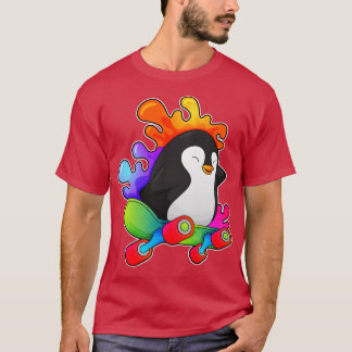 T-shirt Pingouin en patinage avec skateboard