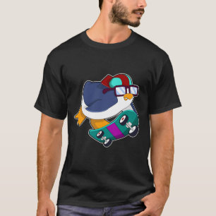 T-shirt Pingouin en patinage avec skateboard