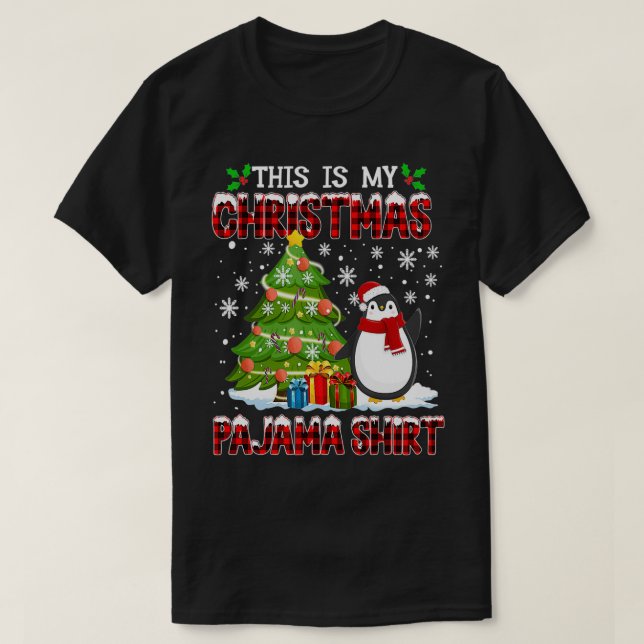 T-shirt pingouin en pyjama de noël (Design devant)