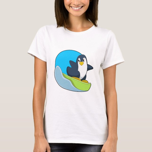 T-shirt Pingouin en Snowboardeur avec Sonowboard.PNG (Devant)
