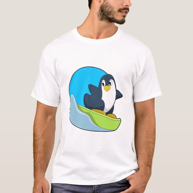 T-shirt Pingouin en Snowboardeur avec Sonowboard.PNG (Devant)