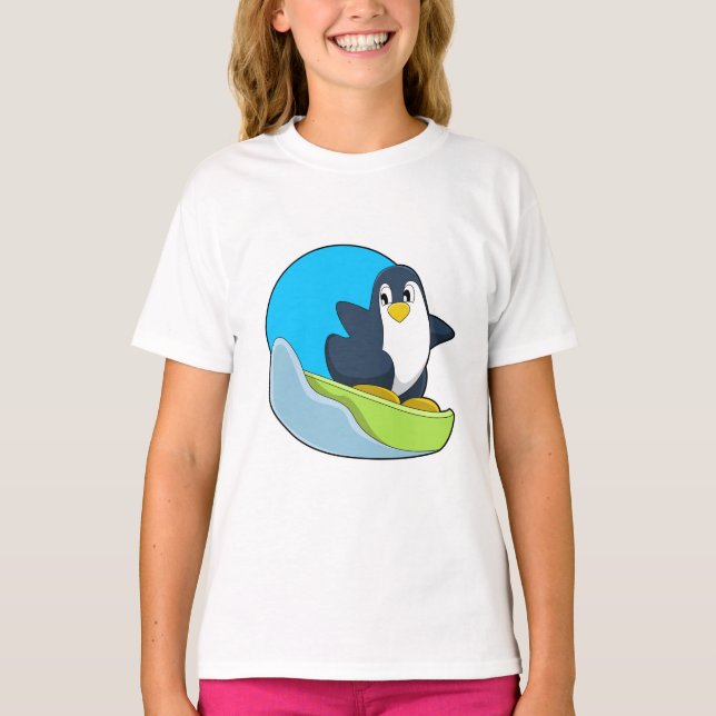 T-shirt Pingouin en Snowboardeur avec Sonowboard.PNG (Devant)