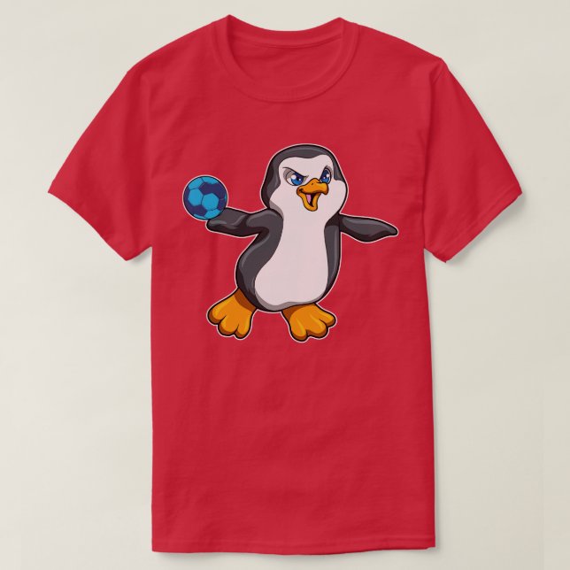 T-shirt Pingouin en sport avec handball (Design devant)