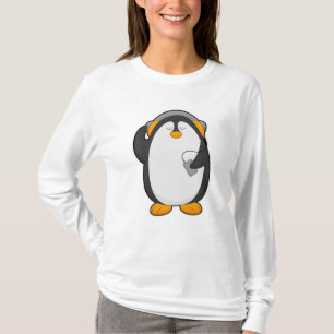 T-shirt Pingouin et téléphone mobile avec casque