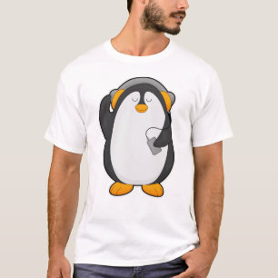 T-shirt Pingouin et téléphone mobile avec casque