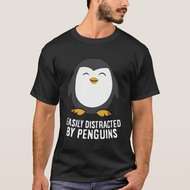 T-shirt Pingouin Facilement Distrait Par Les Pingouins (Devant)