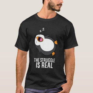 T-shirt Pingouin Fatigué Pyjama Lazy Penguin La Lutte Est