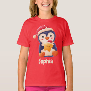 T-shirt Pingouin festif de Noël mignon Nom de fille person