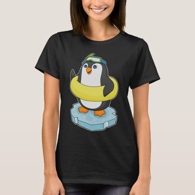 T-shirt Pingouin Flotte de glace Nage Lifebuoy (Devant)