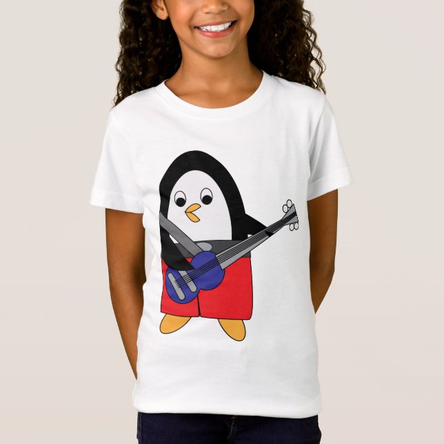 T-Shirt Pingouin Jouer Basse Mignonne (Devant)