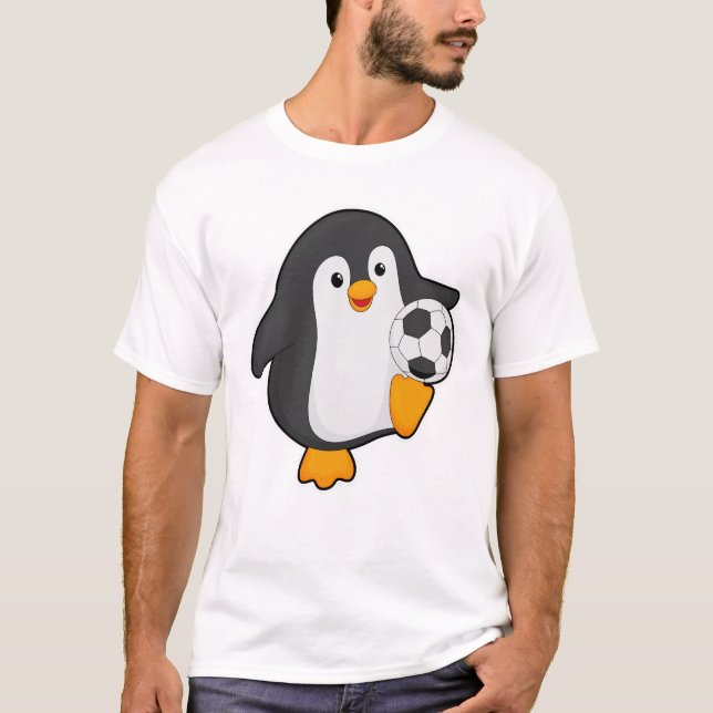 T-shirt Pingouin joueur de football avec balle de football (Devant)