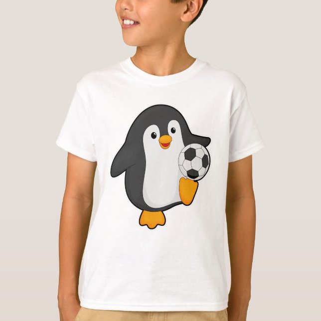 T-shirt Pingouin joueur de football avec balle de football (Devant)