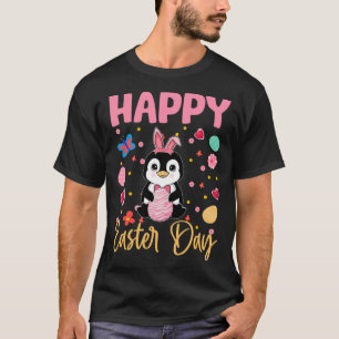 T-shirt Pingouin lapin Oeufs colorés Chasse Joyeux Pâques