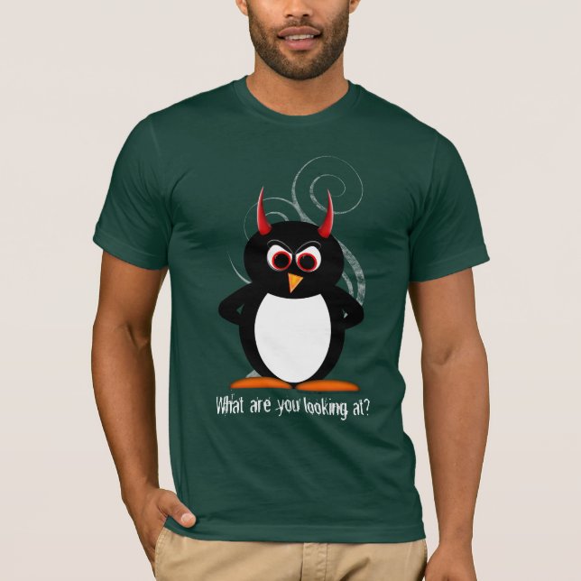 T-shirt Pingouin mauvais ce qui sont vous regardant ? (Devant)