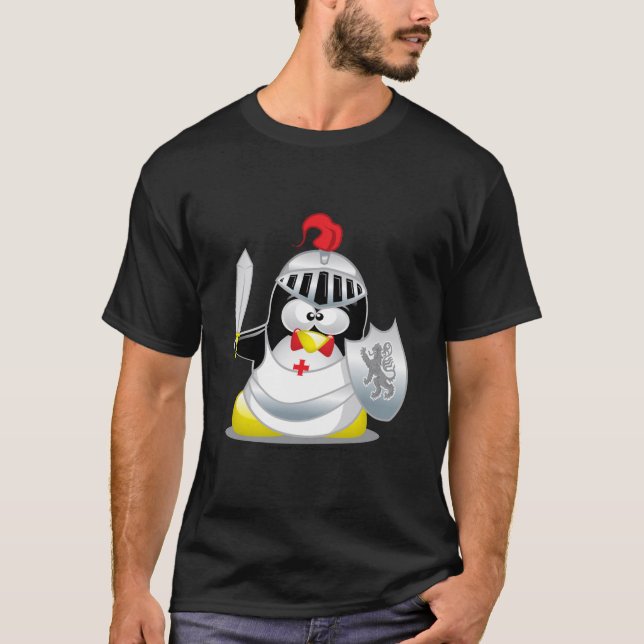T-shirt Pingouin médiéval de chevalier (Devant)