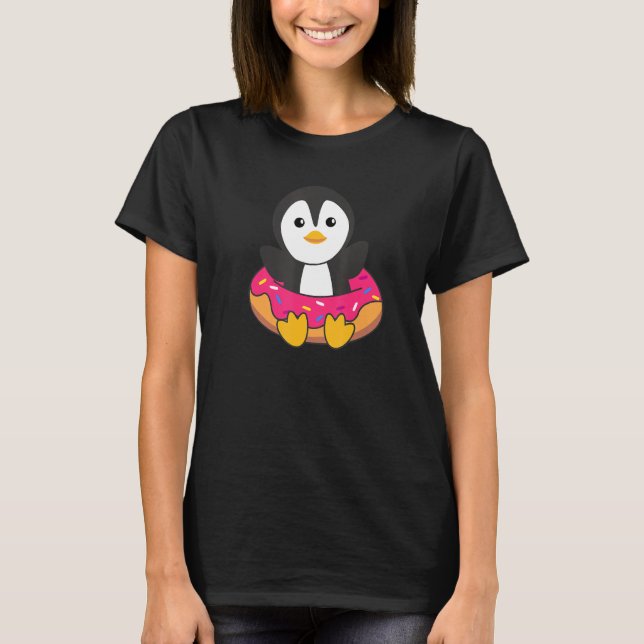 T-shirt Pingouin mignon Animaux Amusants En Pâtisserie Dou (Devant)