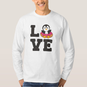 T-shirt Pingouin mignon Animaux Amusants En Rose De Donut