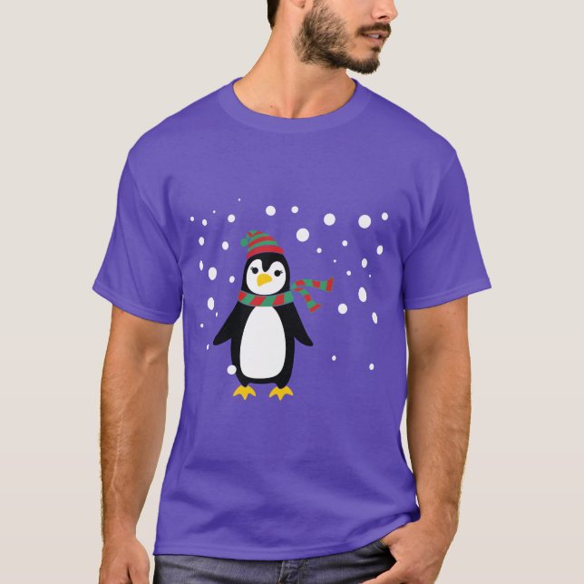 T-shirt Pingouin mignon dans la neige (Devant)