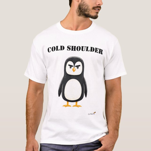 T-Shirt Pingouin Mignon et Grincheux Cold Shoulder (Devant)