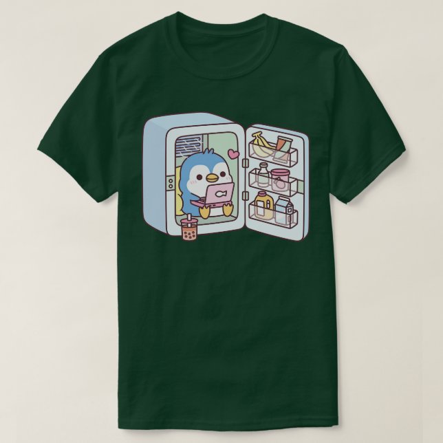 T-shirt Pingouin mignon g Dans Réfrigérateur (Design devant)