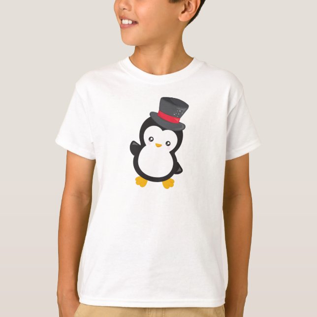 T-shirt Pingouin mignon, Petit Pingouin, Chapeau supérieur (Devant)