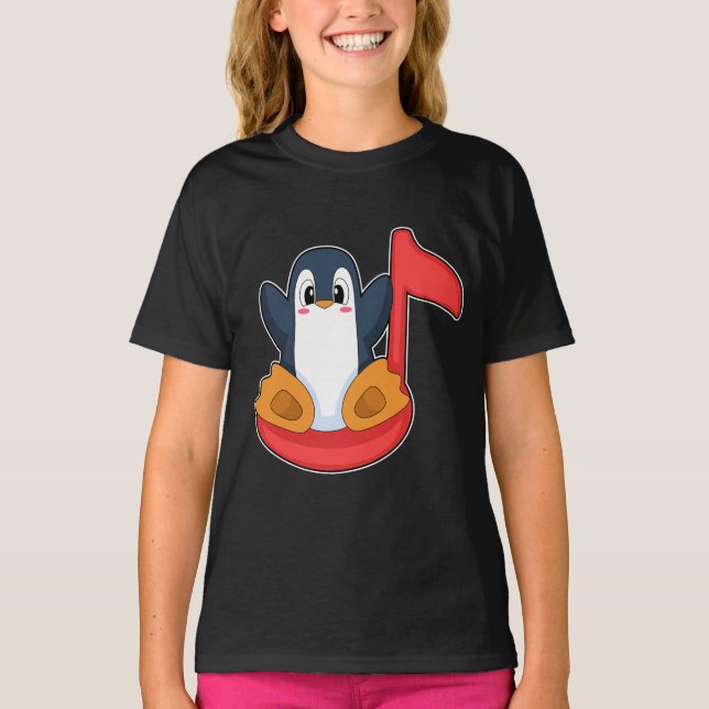 T-shirt Pingouin Muiscal note Musique (Devant)