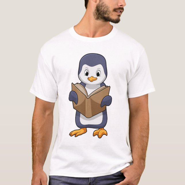 T-shirt Pingouin Nerd avec Livre (Devant)