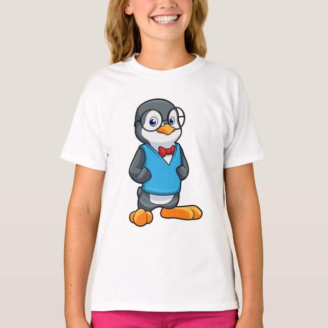 T-shirt Pingouin Nerd avec lunettes (Devant)