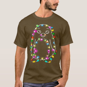 T-shirt pingouin noël arbre couleur feu sapin de Noël