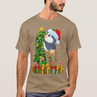 T-shirt Pingouin Oiseau Amant Noël Lumières Pingouin Noël 