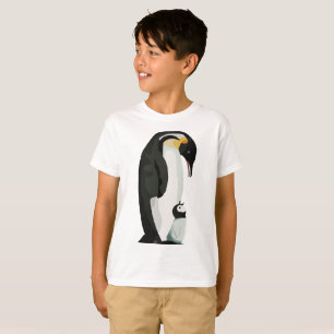 T-shirt Pingouin parent et collage de poussins art