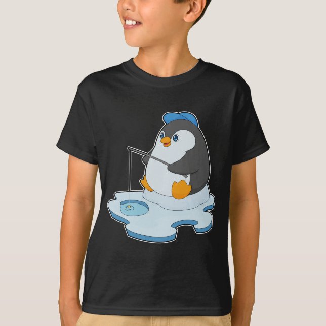 T-shirt Pingouin pêche canne pêche (Devant)