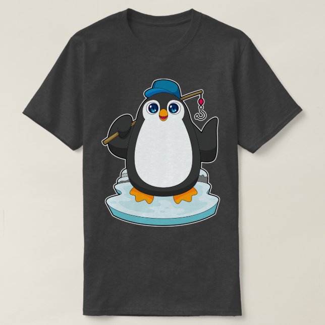 T-shirt Pingouin pêche canne pêche (Design devant)