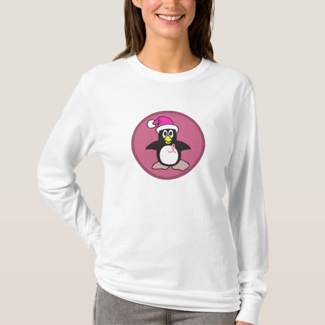 T-shirt pingouin rose de ruban (Devant)