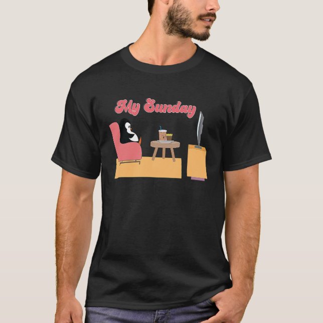 T-shirt Pingouin sur le canapé Mon dimanche (Devant)