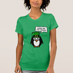 T-shirt pingouin vert Jour de la St Patrick pour f