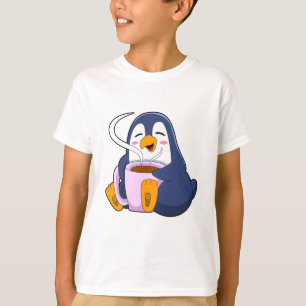 T-shirt Pingouin with Cup of Coffee