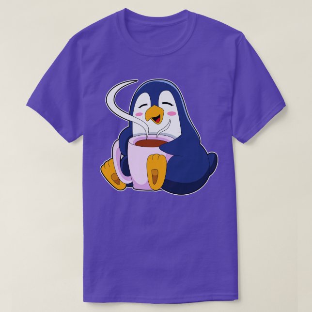 T-shirt Pingouin with Cup of Coffee (Design devant)