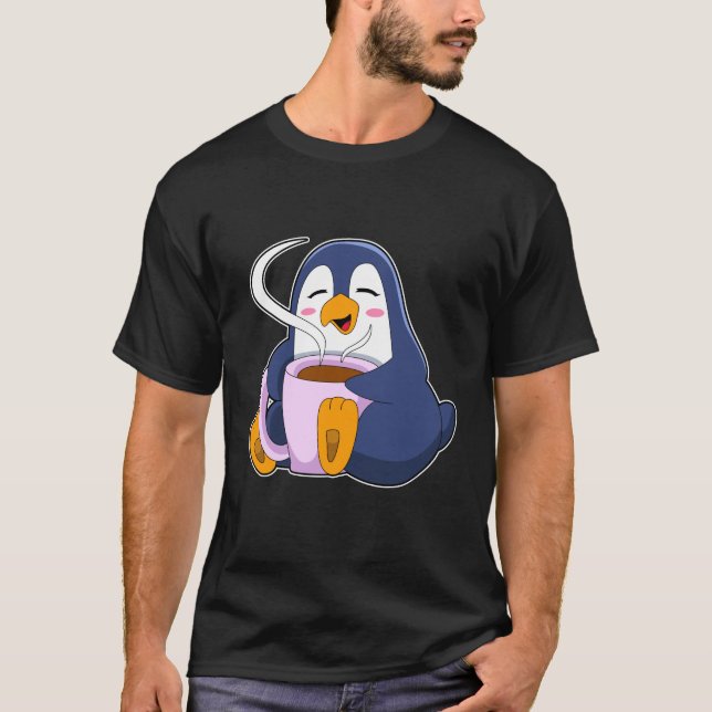 T-shirt Pingouin with Cup of Coffee (Devant)