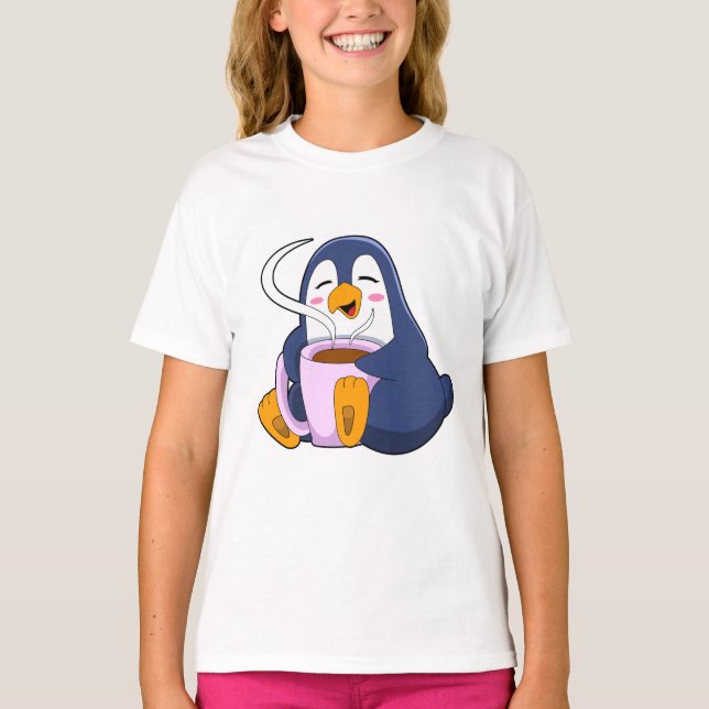 T-shirt Pingouin with Cup of Coffee (Devant)