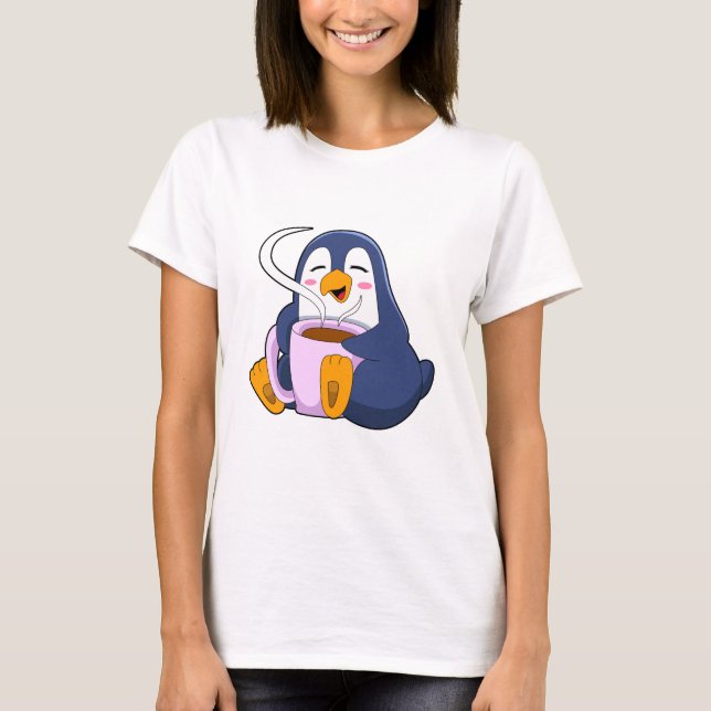 T-shirt Pingouin with Cup of Coffee (Devant)