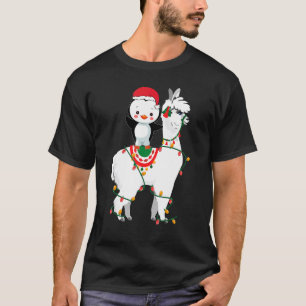 T-shirt Pingouins à cheval Llama Lumières Père Noël Christ