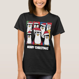 T-shirt Pingouins amusants à Noël à Santa Hats